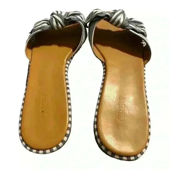 J. Crew Women’s Shoes Blue/White Striped Slide On Bow Tie Flat Sandals Size 9 - Picture 5 of 7